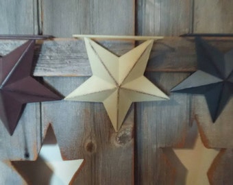 Metal Stars, Set of 3, Red, White, Blue, Hanging Stars or Sitting Stars, Self Standing