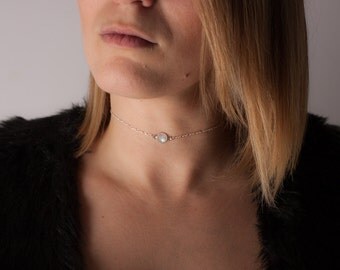 silver rainbow moonstone talisman choker, rainbow moonstone choker necklace, gypsy choker, gypsy jewelry, silver gemstone choker