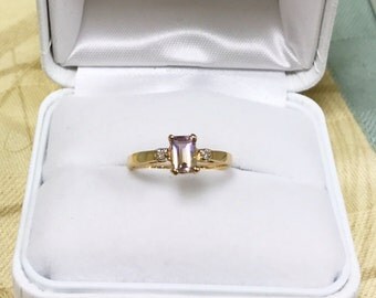 Vintage 14k yellow gold Ametrine and diamond ring / marked M&GN 14k / size 7 Reduced