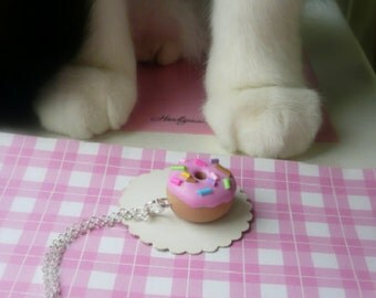 Strawberry Frosted Donut Necklace