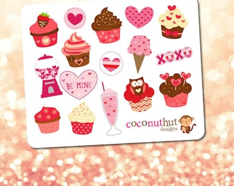 Valentine's Cupcakes & Sweet Treats Mini Planner Sticker Sheet