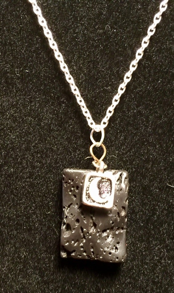 Black stone necklace by WendysSpace on Etsy