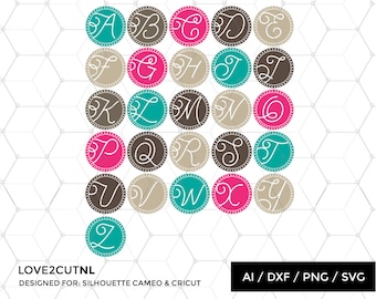 Circle Monogram svg file, svg monogram, Monogram svg files, svg initial, svg cut file, svg cutting file, dxf cut file, instant download