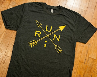 Running for Mental Health - Men's T Shirt - Men's Tee Shirt - Semicolon Shirt - Running Shirt - Mental Health Awareness Shirt