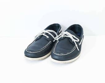 Sperry Top Sider leather shoes size 12M - Navy leather boat shoe - Nautical boat shoe - Men's Sperry deck shoes - Top siders
