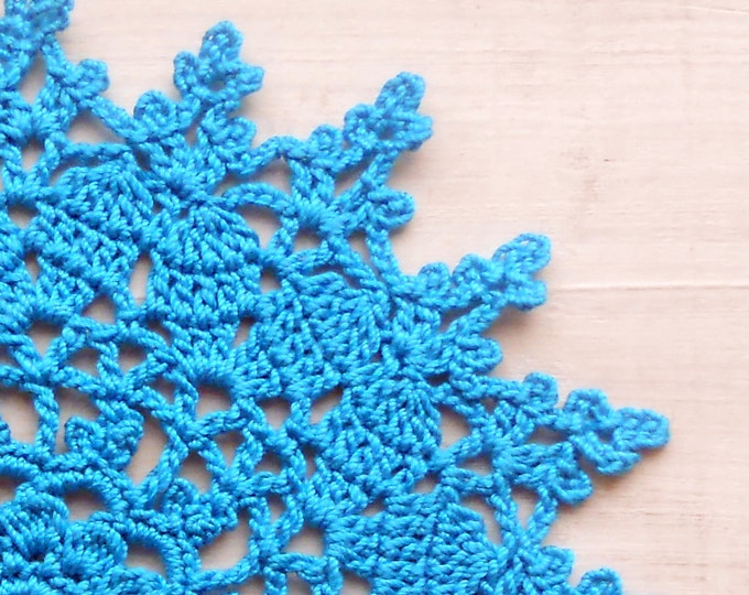 5 inch Handmade Crochet Doily, Crochet Blue Doily, Blue Coaster, Table Decoration, Blue Home Decor, Housewarming Gift, Gift for Her, Blue