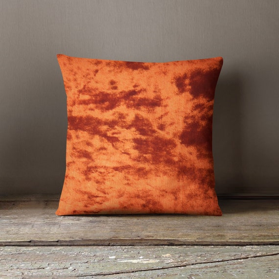 Housewarming Gift Burnt Orange Velvet Cushion Silk Velvet