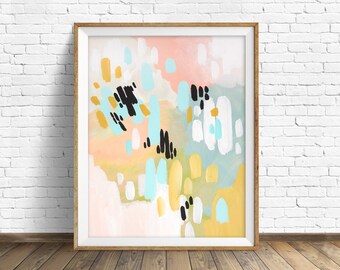 colorful abstract wall art, large abstract wall art, pastel colors, abstract painting, instant download printable art - "Deep in My Heart"