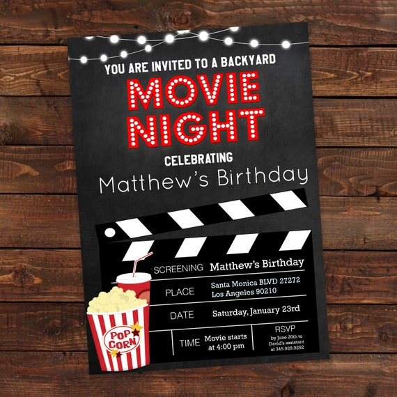 Movie Birthday Party Invitations Online / Movie Night Birthday Party