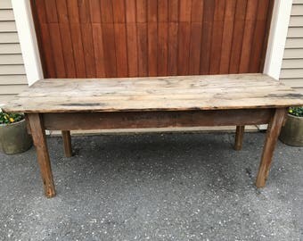 Antique Farmhouse Table Rustic Wood Table Farmhouse Table Original Wooden Vintage Table Rectory Church Table Vintage Farmhouse Table