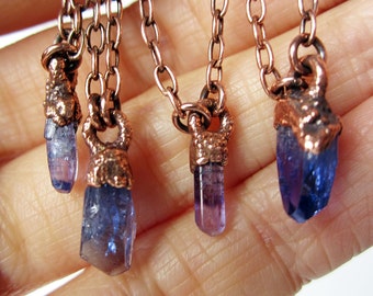 Tanzanite Crystal Necklace | Raw Tanzanite and Copper Necklace | Blue | Violet | Purple | Zoisite | Crystal | Tanzania
