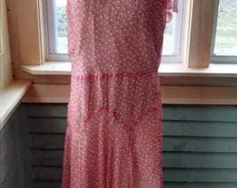 Vintage S/S Pink Floral Flapper Dress!