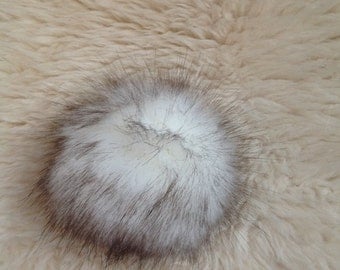 Faux Fur Pom Pom / Brown & White Fur Pom Pom / Crochet Accessories/ Knitting Accessories