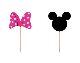 Minnie Mouse Cupcake Toppers, Minnie Mouse Toppers, Minnie Cupcake Toppers, Minnie Food Picks, Minnie Birthday, Minnie Party