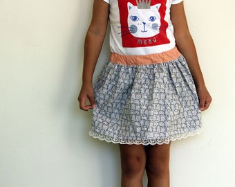 Cat crowd skirt/Velveteen skirt/Cute skirt