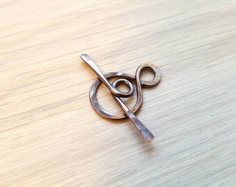 large antique copper toggle clasp /heavy weight plain simple solid copper / rustic copper clasp