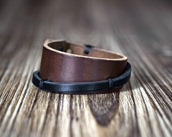 Dark brown unisex leather bracelet cuff -men's bracelet - women's bracelet - leather cuff - gift for men - gift for women