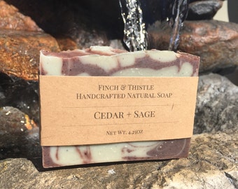 Cedar + Sage Soap, Natural Soap, Vegan Soap, Palm Free Soap, Handmade Soap, Cold Process Soap