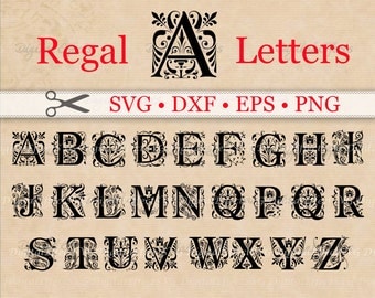 REGAL MONOGRAM SVG Files, Dxf, Eps & Png Files, Regal Svg Font Monogram, Silhouette, Cricut, Regal Monogram Svg Vector Cut Files,