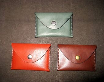 Leather business card holder, business card case, slim design, card wallet, hand-stitched, leather accessories, small gift for him or her,