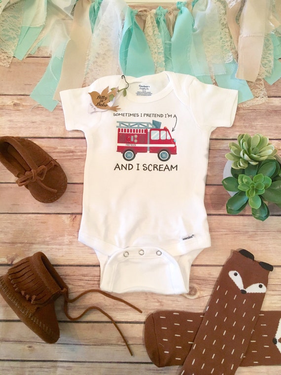 Firefighter Onesie® Baby Boy Clothes Baby Shower by BittyandBoho