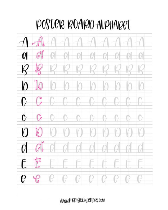 Hand Lettering Practice Sheets Posterboard by ThePigeonLetters