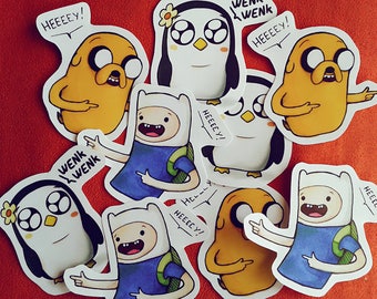 Adventure Time Stickers. Finn, Jake and Gunter