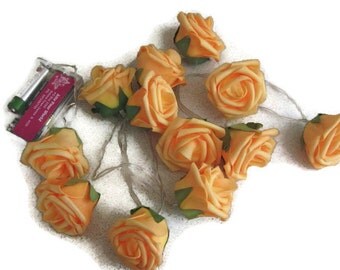 Garland yellow rose fairy lights, yellow 4cm rose flower,string lights,wedding,home decor