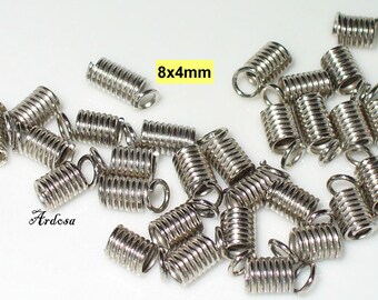 30 spirals end caps 8x4mm Silver (K85. 8)