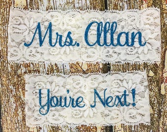 Wedding Garter, Personalized Garters, Something Blue, You're Next, Wedding Garter, Personalized Wedding Garters, Nice Catch, Toss Garter