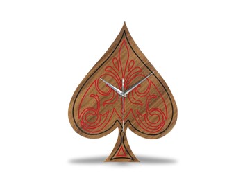 Modern Wooden Ace Of Spades Wall Clock