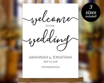 Wedding Welcome Sign Printable, Wedding Sign Template, Wedding Poster, Welcome to our wedding Sign, PDF Instant Download, Editable Sign
