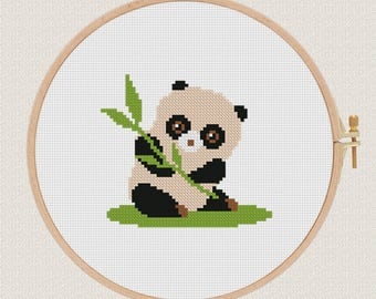 Cute Panda cross stitch pattern Baby Animals Cross stitch Funny cross stitch nursery kids room decor wall art