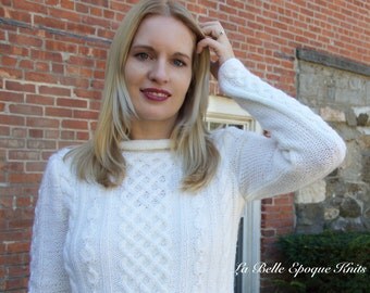 Made to order womens cable knit sweater, Cable knit sweater, sweater, hand knit apparel, hand made sweater,