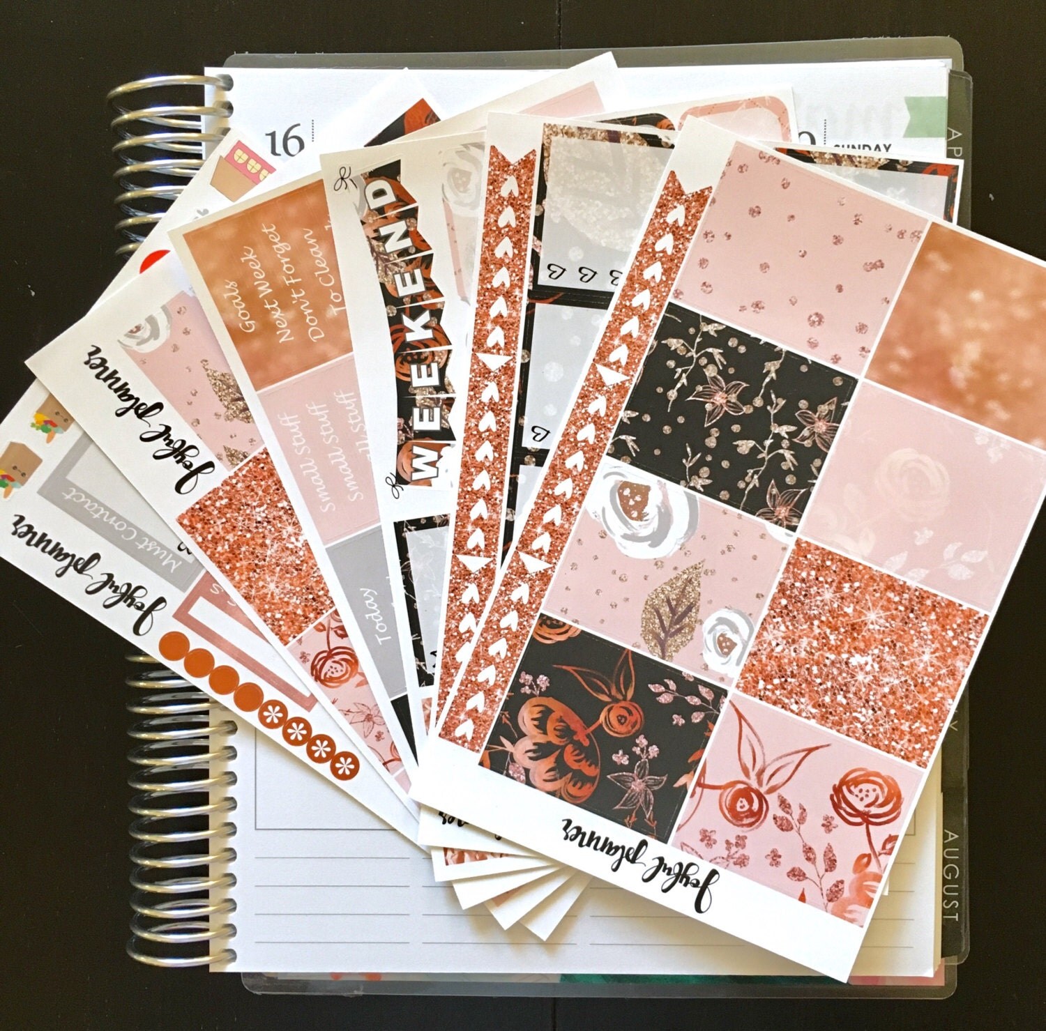 Rose gold planner stickers weekly kit for ECLP Erin Condren