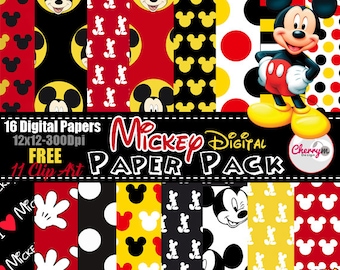 Mickey Mouse digital paper FREE Clip art, scrapbook papers, wallpaper, mickey background, polka dots,red papers