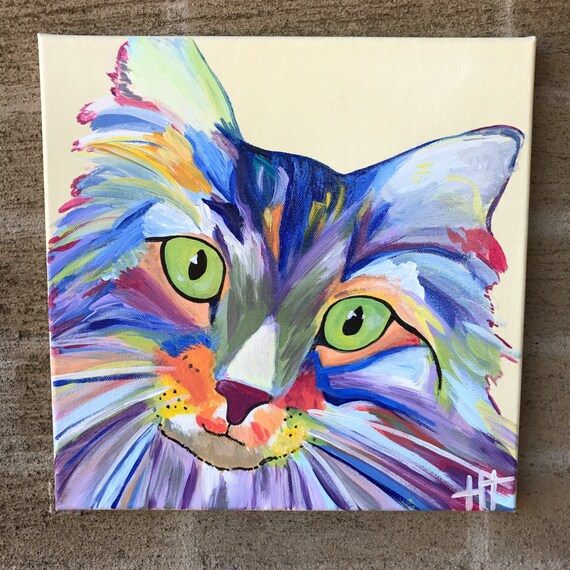 Colorful Cat Abstract Cat Cat Painting Multicolor Pet