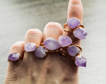 Raw Amethyst Ring, Raw Gemstone Ring, Amethyst Jewelry, Jewellry Handmade, Raw Crystal Jewelry, Boho Ring, Boho Jewelry, Chunky Ring
