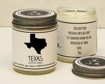Texas Scented Candle - Homesick Gift | Feeling Homesick | State Scented Candle | Moving Gift | College Student Gift | State Candles