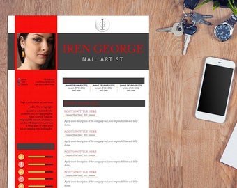 Resume Template Red Instant Download CV Design Cover Letter Word Creative Resume Template Curriculum Vitae Template