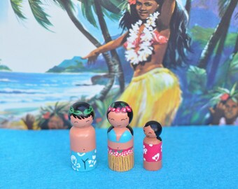 Peg dolls - the Polynesians-Polynesians people - children of the world-family of the world-wooden toys