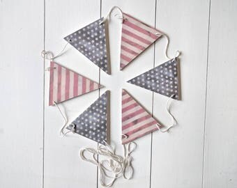 Stars and stripes wood bunting,patriotic banner , Fourth of July banner , 4th of July bunting , patriotic bunting, garland,banner