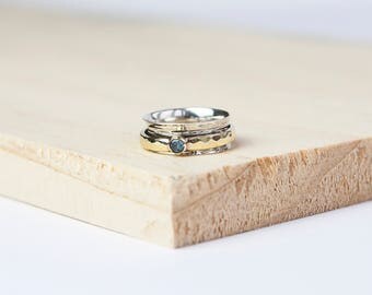 Arwen Spinning Ring, Sterling Silver Spinner Ring, Anxiety Ring, Fidget Ring, Worry Ring, Meditation Ring, Fidget Jewelry, Blue Topaz