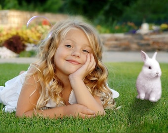 Bunny overlay photoshop photo - photography cute little girl & funny bunnies transparent background