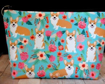 PRE-ORDER Pet Corgi Dog Zipper Pouch // Puppies, Cosmetics, Make-up, Pencil Bag