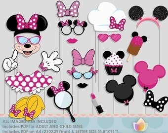 SALE!! Limited Time! HotPink Mouse Party Photo Booth Props for girly mouse party!