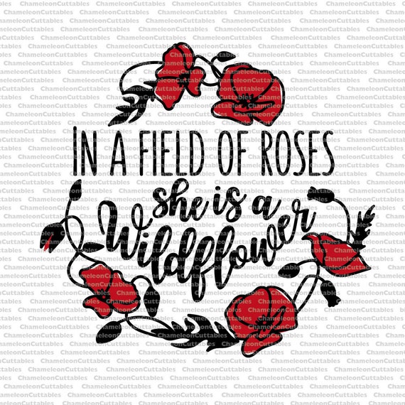 Download in a field of roses she is a wildflower svg cut file