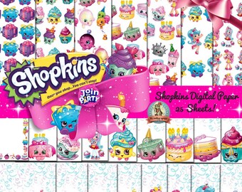 SHOPKINS Digital Paper, Shopkins Digital, Shopkins Clipart, Shopkins Party, Shopkins Birthday, Shopkins Cake, Shopkins Clip Art, Shopkins Sc