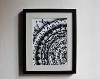 Items similar to Original One-of-a-kind Pen & Ink Mandala Drawing on Etsy