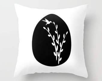 Hummingbird Pillow, Elegant Pillow, Whimsical Pillow, Egg Pillow, Throw Pillow Cover, Accent Pillow, Sofa Pillow, Home Decor, Accent Cushion